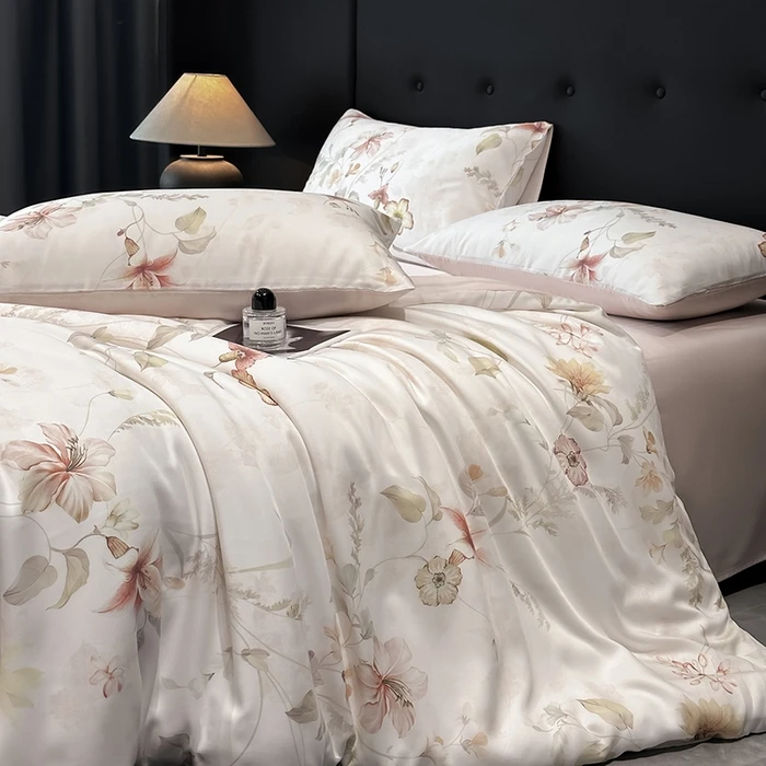 Luxury Organic Bamboo Silky Bed linens Bedding Set Vintage Flat Bed Sheet Double Queen King Duvet Cover Pillowcases Rural Style