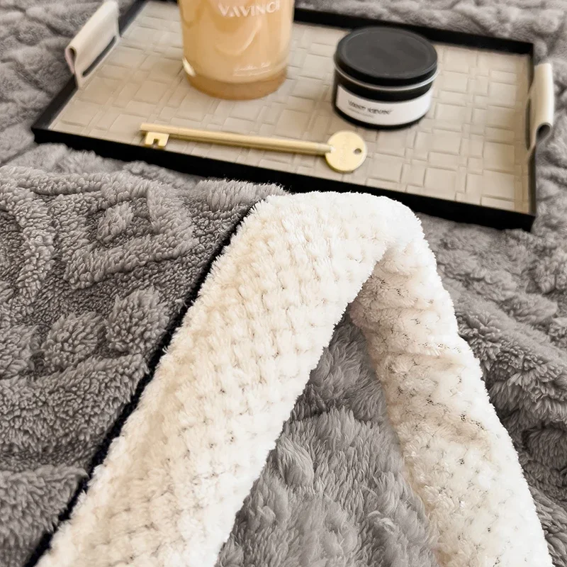 WASART Warm plush jacquard blanket for beds autumn winter fluffy coral fleece sofa throw blanket extra large thicken bed sheet