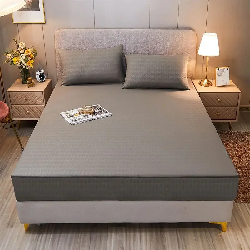WASAR 6-Side fully enclosed mattress protector cover with zipper luxury bedding single double bed sheet protection pad king size