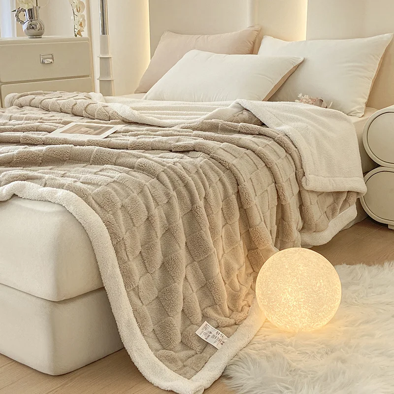 Sherpa Fleece Throw Blanket Queen King Size for Couch, Bed and Sofa, Thick and Warm Blanket, Soft Fuzzy Plush Blanket for Winter