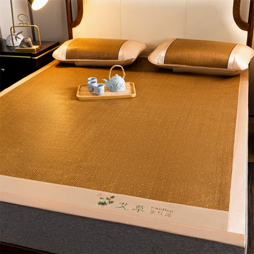 Natural Bamboo Cooling Mat for Bed Grade A Comfortable Ice Silk Bed Mat Cool Naked Sleeping Skin Friendly Non Slip Summer Pad