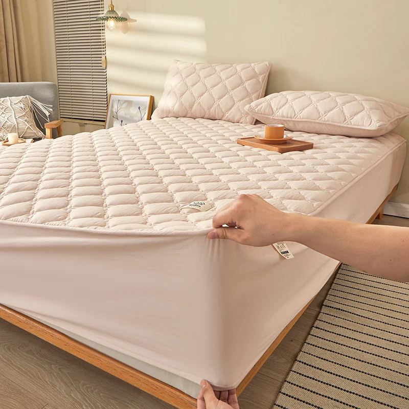 Bedding Pure Cotton Thick Mattress Cover Soybean Microfiber Filling Elastic Fitted Sheet Queen King Size Mattress Pad Protector