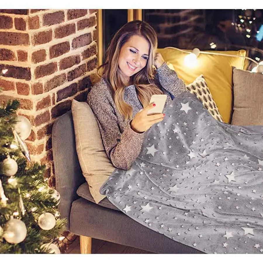 WASART Soft flannel glow in the dark blanket child gift winter warm velvet fleece magic throw blanket for bed sofa bedspread