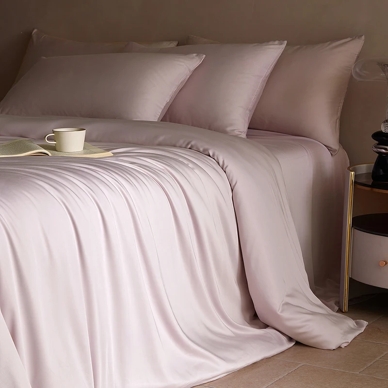 Mulberry Silk Bedding Set Twin Full Queen Size Duvet Cover Set with Quilt Cover Flat Sheet Pillowcase Luxurious Smooth Bed Sheet