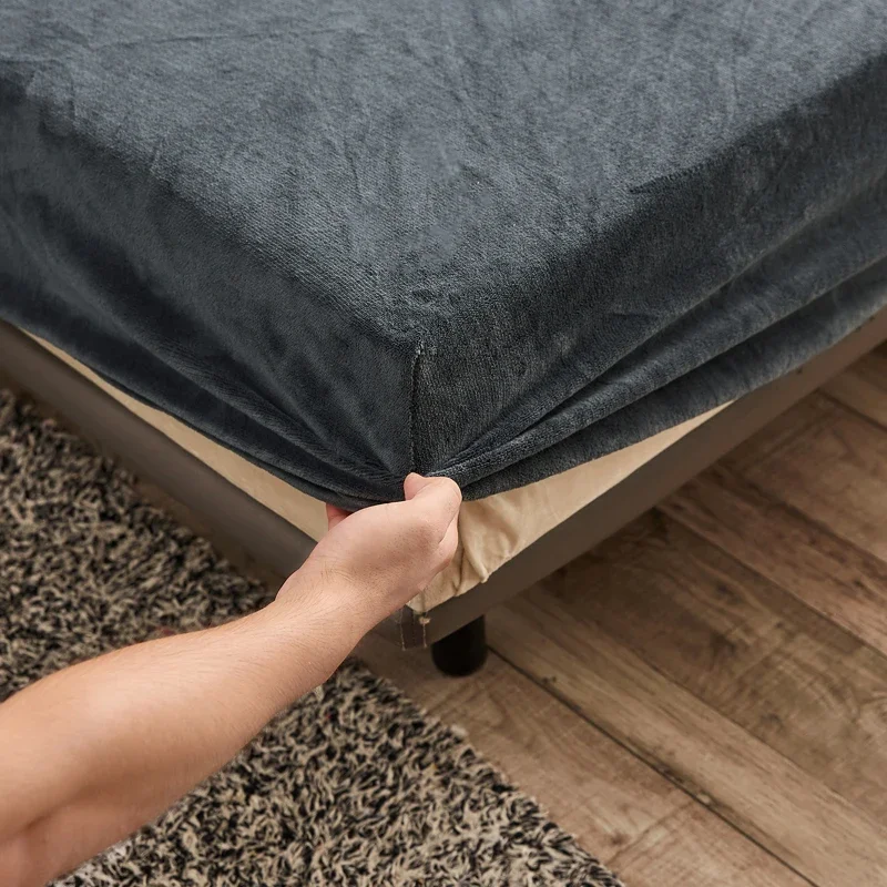 WASART Warm velvet elastic fitted sheet mattress cover winter bedspreads 2 people luxury double bed bed sheet king size 160/200