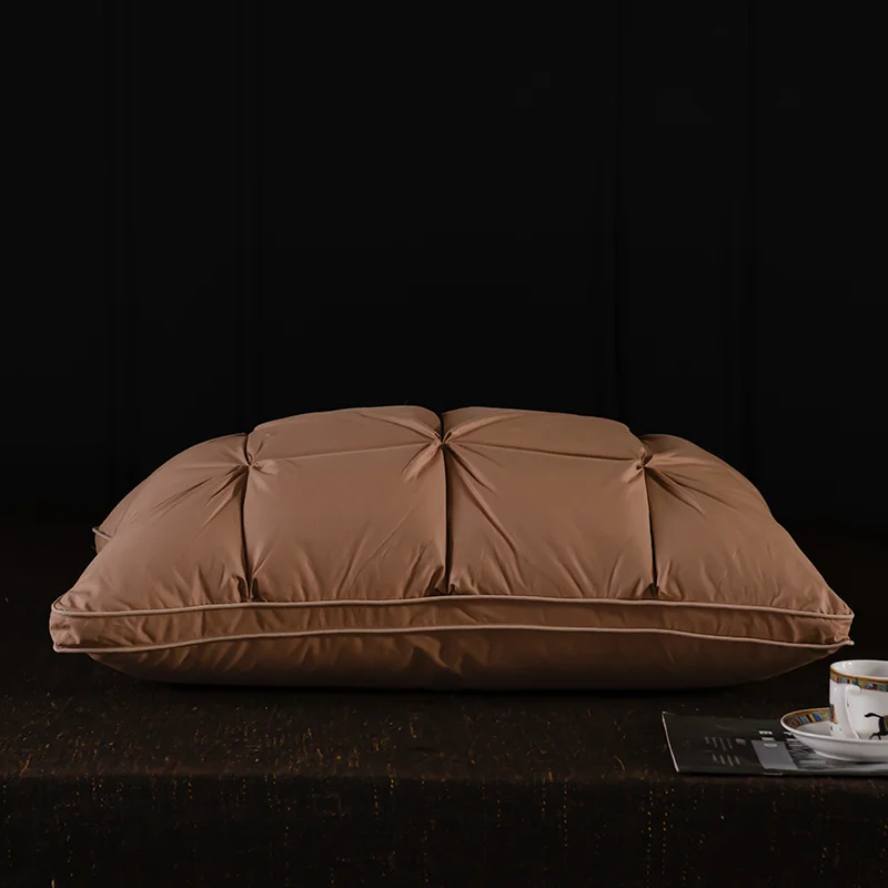 Luxury 3D Bread White Goose Down Feather Pillows for Sleeping Body Neck Protection Bed Pillows Soft Comfort 100% Cotton Cover