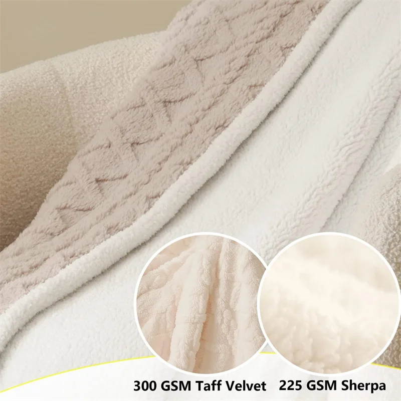 Premium Sherpa Double Layer Blanket Soft Reversible Fleece Warm Thick Throw Blanket for Bed, Couch Cozy All-Season Home Decor
