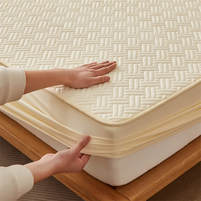 3pcs/set Quilted Mattress Cover Cotton Soft Anti-bacterial Breathable Bed Pad Mat Mattress Protector Toper Cover with Pillowcase