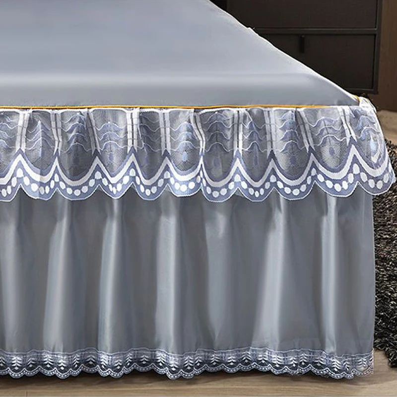 WASART Luxury lace bed skirt summer bedspread solid satin rayon bed linen couple bedding single double queen king size bed sheet