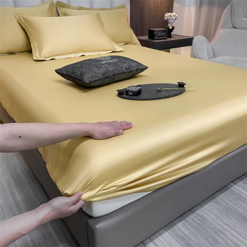 Soft Luxury Egyptian Cotton 400TC Fitted Bed Sheet with Elastic Bands Mattress Cover Non Slip Machine Washable 140/160/180/200cm