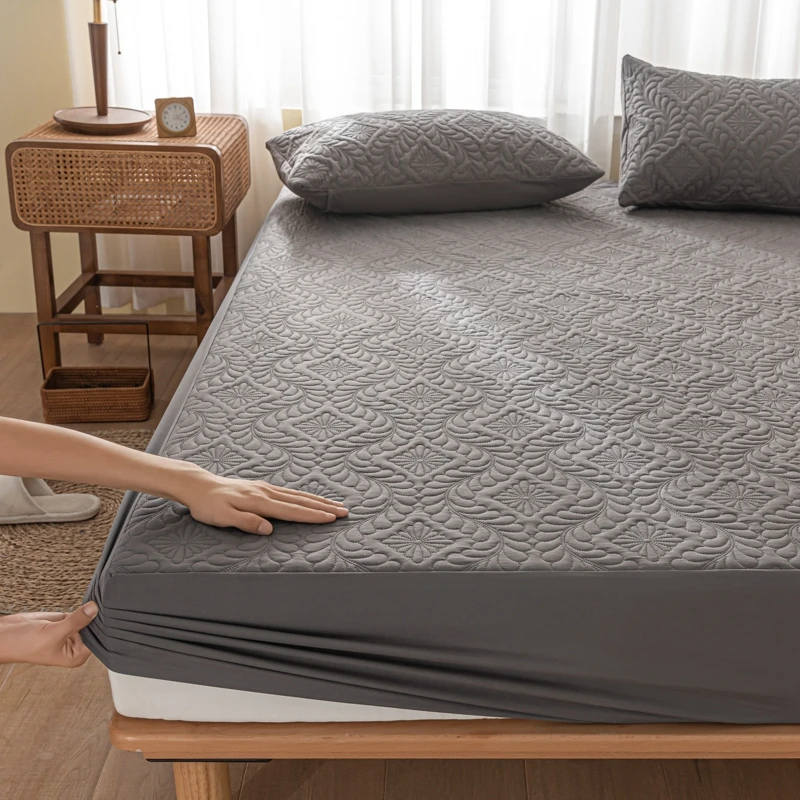 3pcs Set Waterproof Mattress Cover and Pillowcase, 100% Waterproof Mattress Protector, Non-Slip Adjustable Anti-Mite Bedding Set