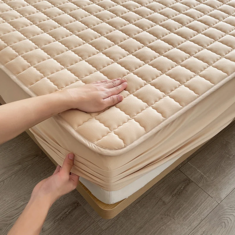 Waterproof Quilted Mattress Pad Protector Anti-mite Anti-bacterial Mattress Cover Embossed Design Bedding Bed Cover Fitted Sheet