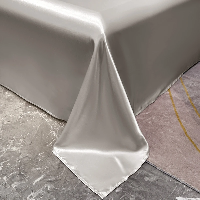 WASART Silky Smooth Satin Rayon Flat Bed Sheet Set Hypoallergenic Bedding Summer Luxury Cozy Double Bed Bedsheet Queen King Size