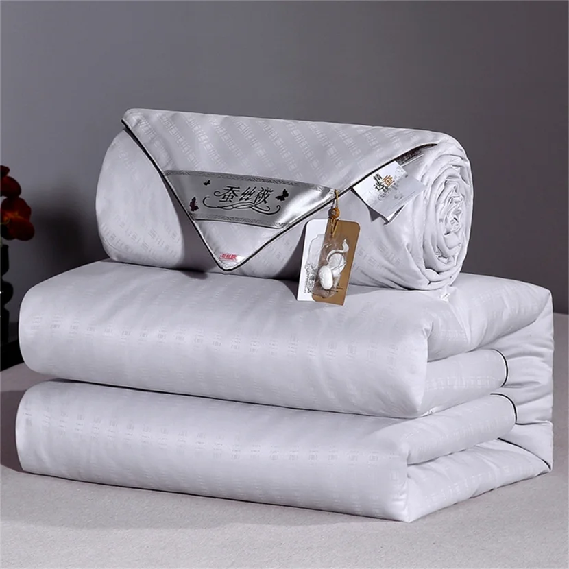 Mulberry Silk Quilt for All Season, 100% Cotton Shell Natural Silk Comforter, Breathable Comfortable Luxury Blanket Quilts Duvet