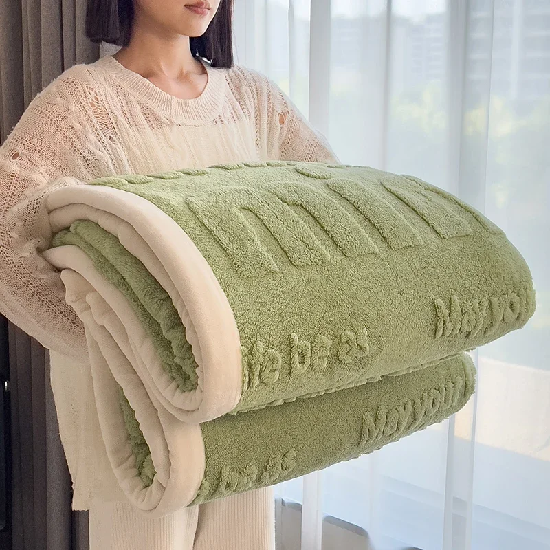 WASART Soft fluffy coral fleece blanket for bed min jacquard autumn winter warm sofa throw blanket thermal bed sheet extra large