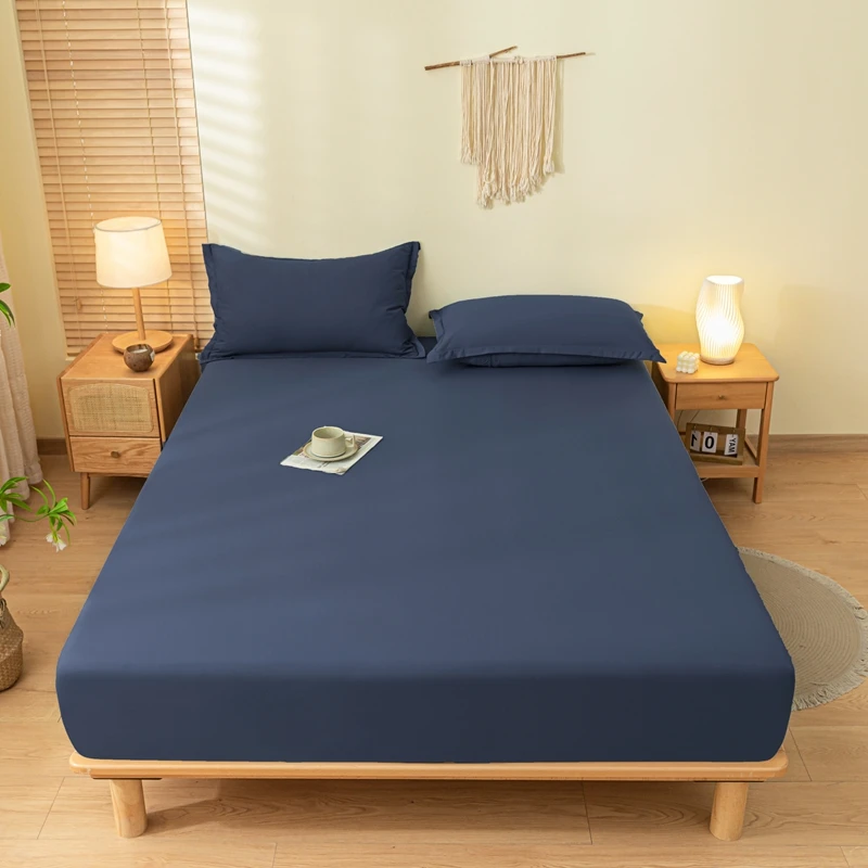 WASART Elastic Fitted Sheet Mattress Protector Solid Color Queen King Size Bed Cover Hypoallergenic Breathable Bedsheet 150x200