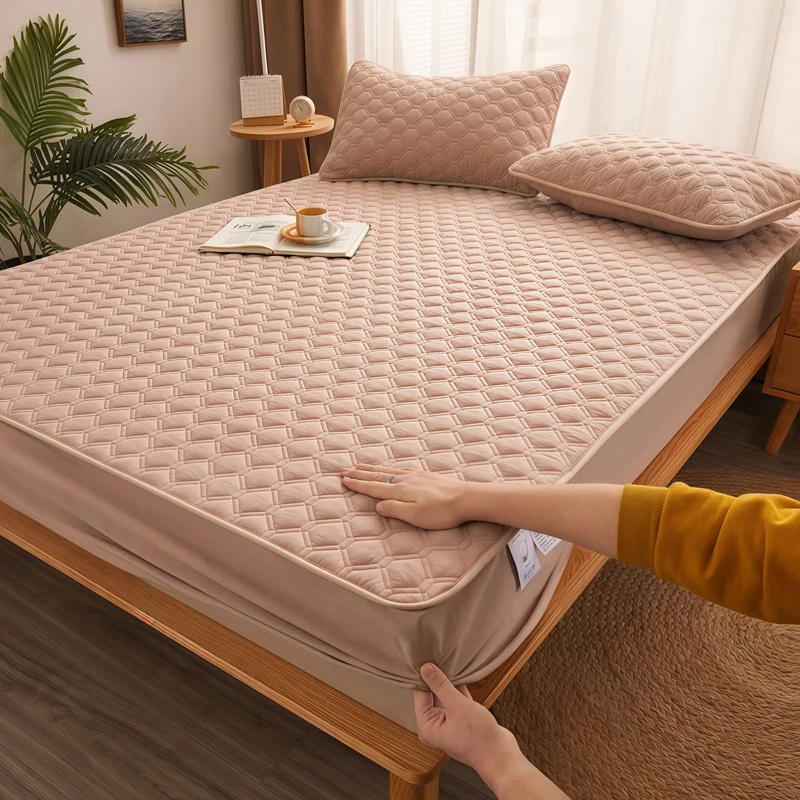 WASART Thicken quilted mattress protector cover couple luxury double bed elastic fitted sheet style 150x190 bed protection pad