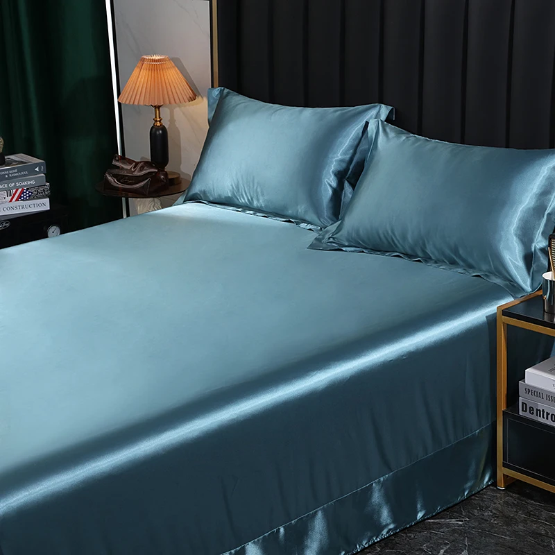 Luxury Bedding with Fitted Sheet Flat Sheet Pillowcase Mulberry Silk Bed Sheets Set Queen King Size Deep Pocket Flat Bedsheets