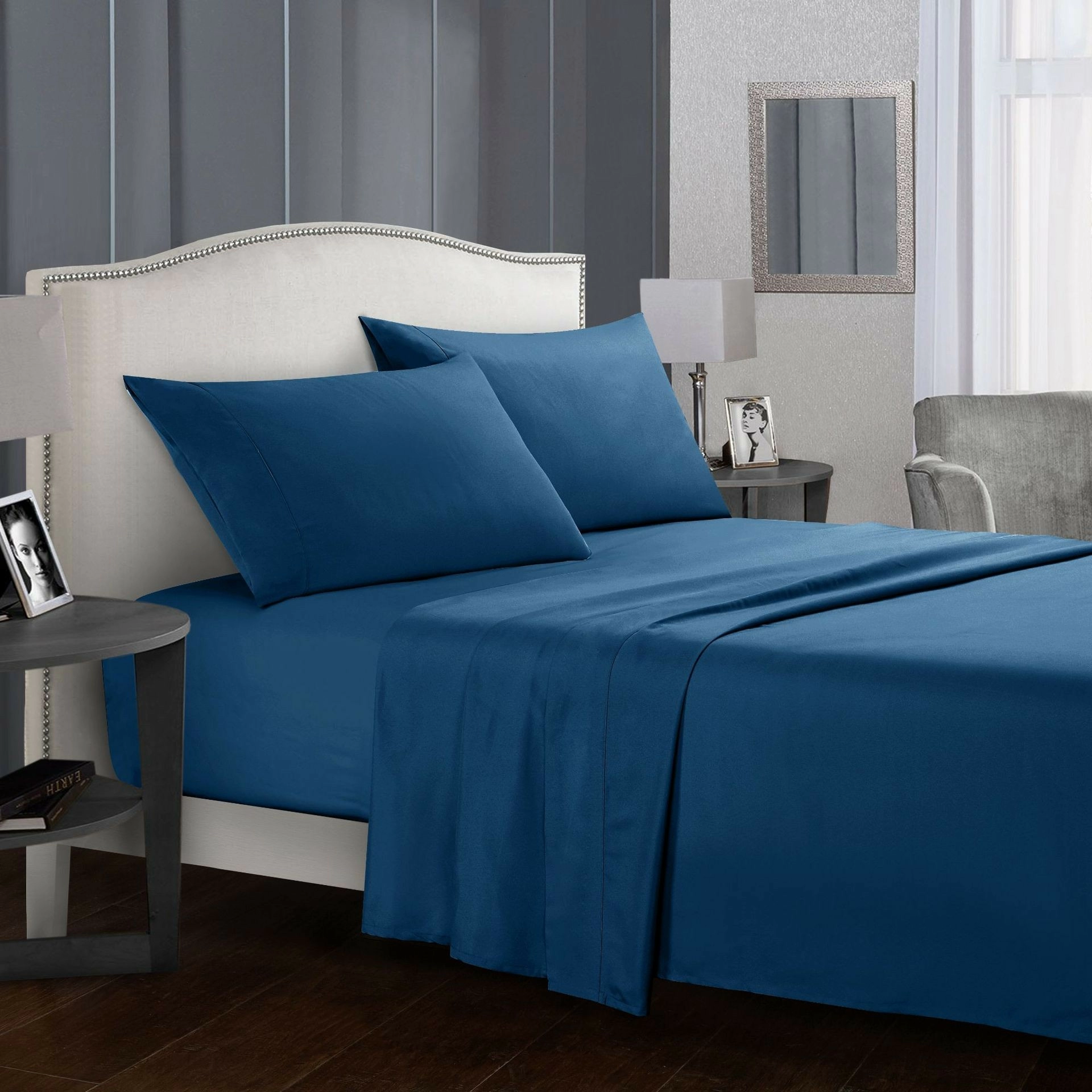 Battilo Bed Sheet Set Solid Luxury Super Soft Comfortable 4-Piece Bedding Set with Pillows Case For Twin/Full/Queen/King