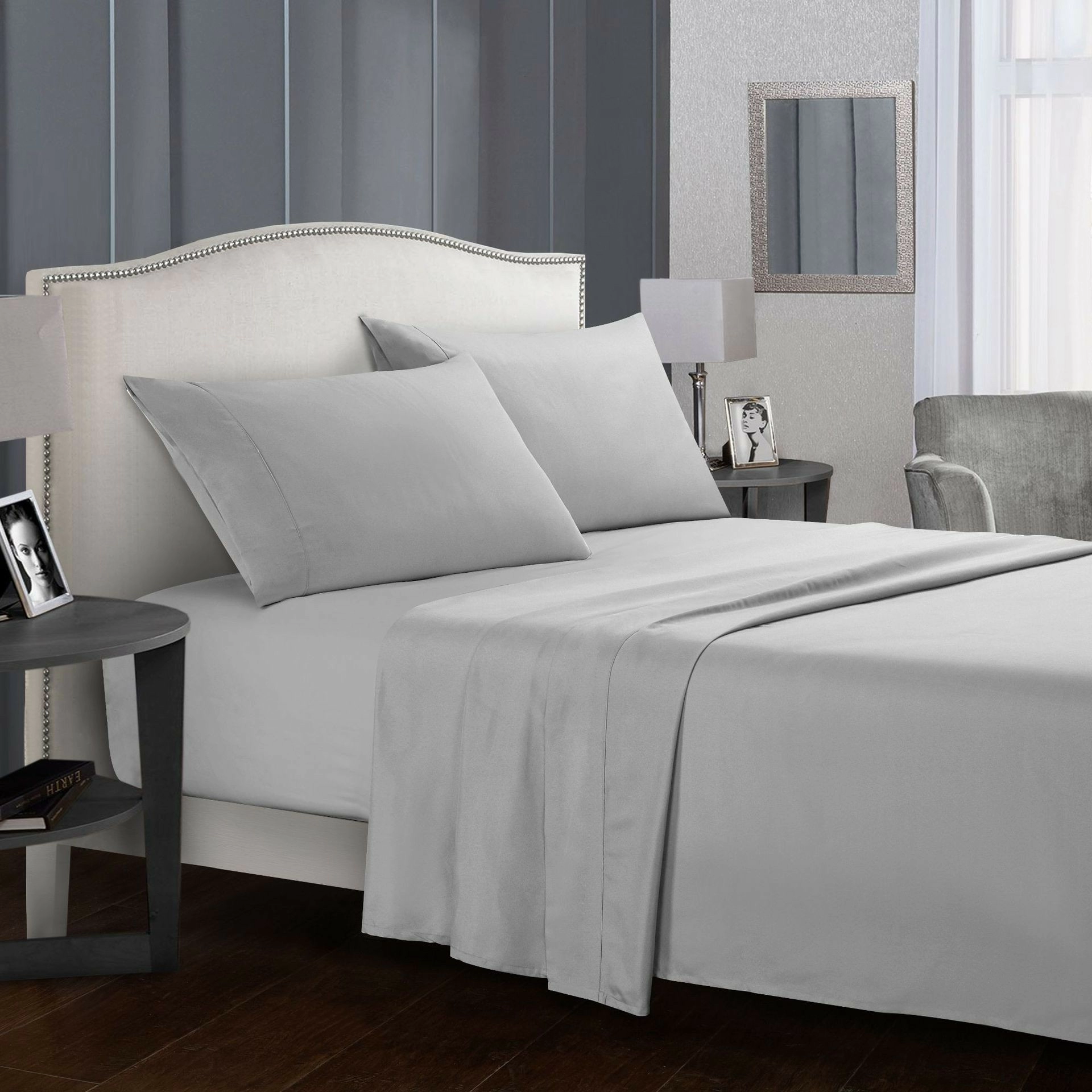Battilo Bed Sheet Set Solid Luxury Super Soft Comfortable 4-Piece Bedding Set with Pillows Case For Twin/Full/Queen/King