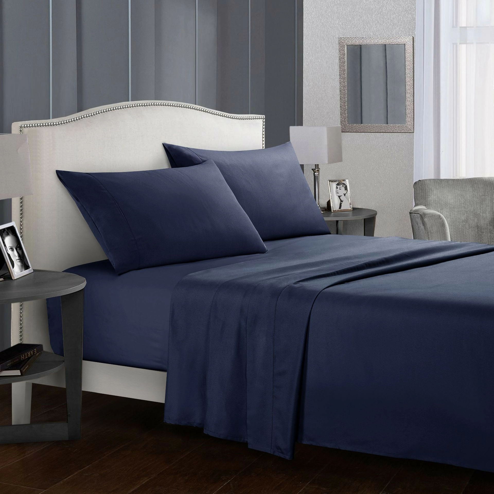 Battilo Bed Sheet Set Solid Luxury Super Soft Comfortable 4-Piece Bedding Set with Pillows Case For Twin/Full/Queen/King